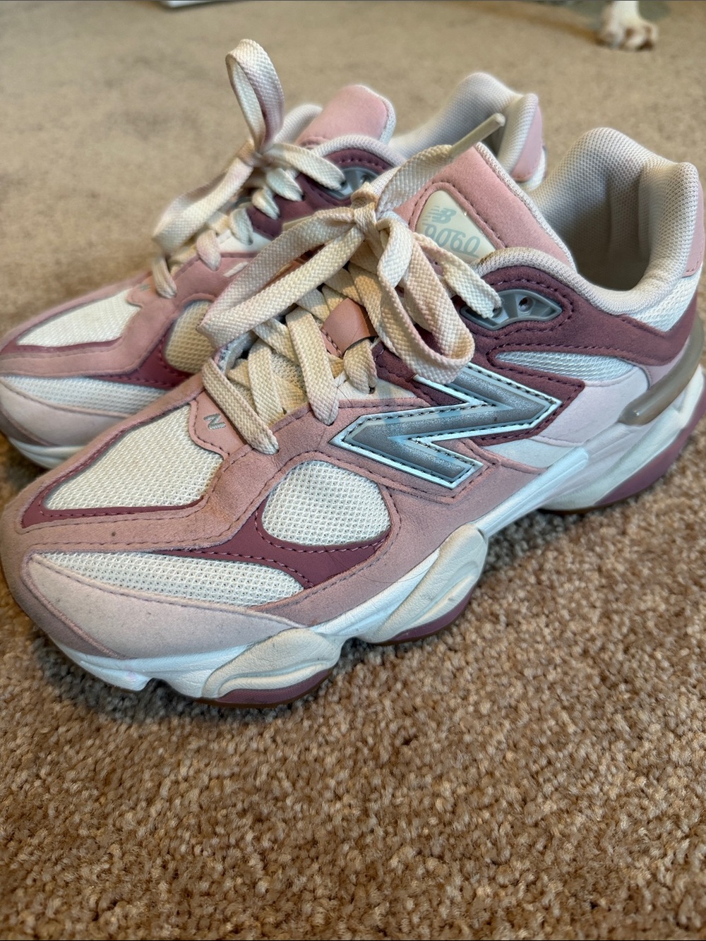 New Balance 9060 Pink and White Sneakers